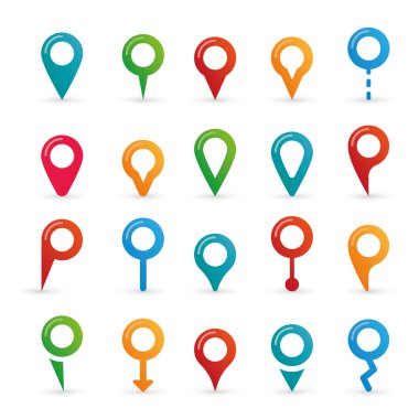 siyah vektör harita işaretçisini simgeler beyaz arka plan ayarla