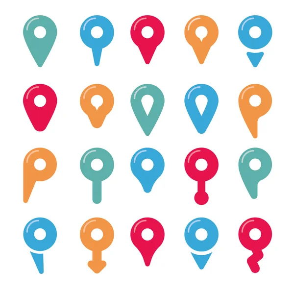 Vector iconos de puntero de mapa de colores establecidos sobre fondo blanco — Vector de stock