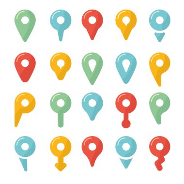 Vektör renkli harita işaretçisini simgeler beyaz arka plan üzerinde ayarla
