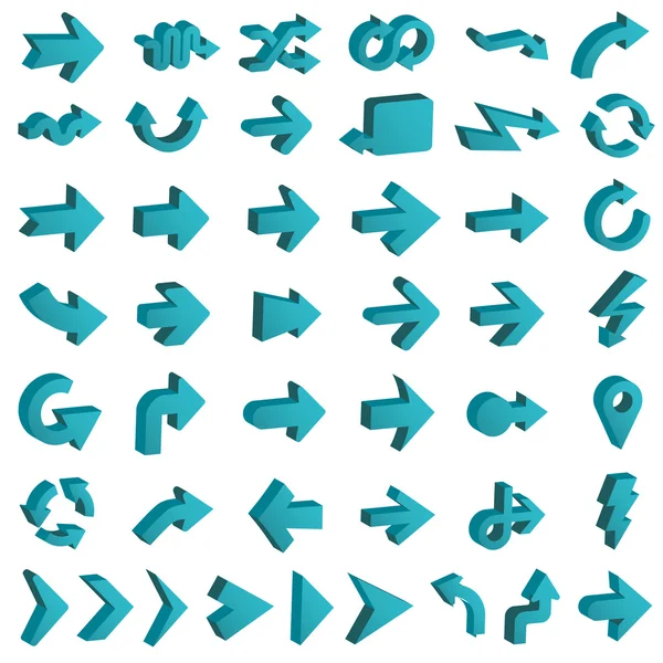Набор иконок стрелки указатель 3d векторной иллюстрации изолированы на белом фоне — стоковый вектор
