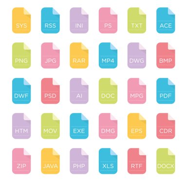 Vektör Icon set dosya uzantıları