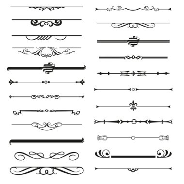 Kaligrafik tasarım ögelerinin vektör kümesi ve sayfa dekoru