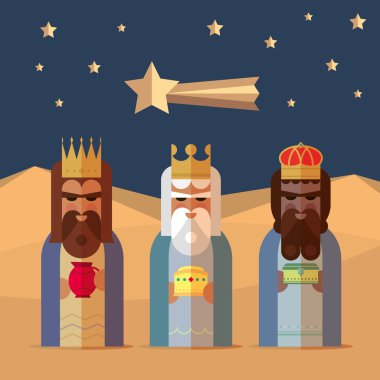 The three Kings of Orient wise men illustration  clipart