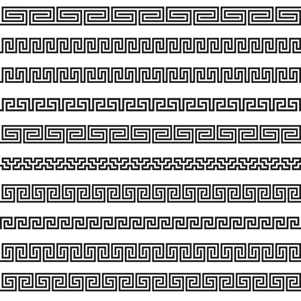 Set different borders greek ornament patterns — Stock Vector