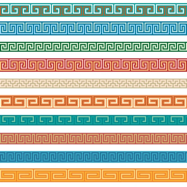 Set different borders greek ornament patterns — Stock Vector