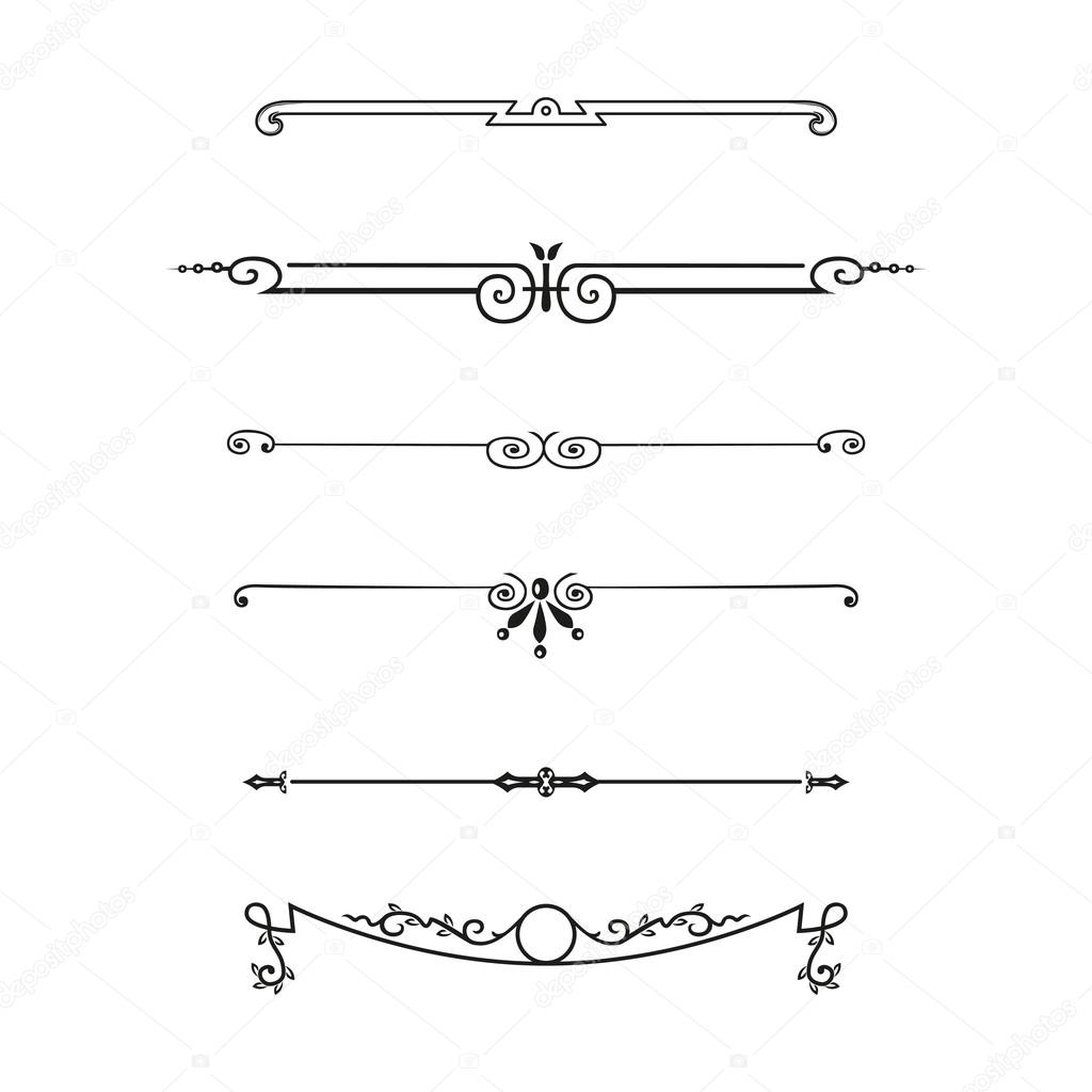 Vector set of calligraphic design elements and page decor