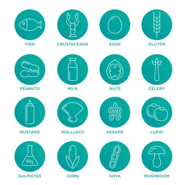 Alerjen simgeler vektör koleksiyonu ayarla