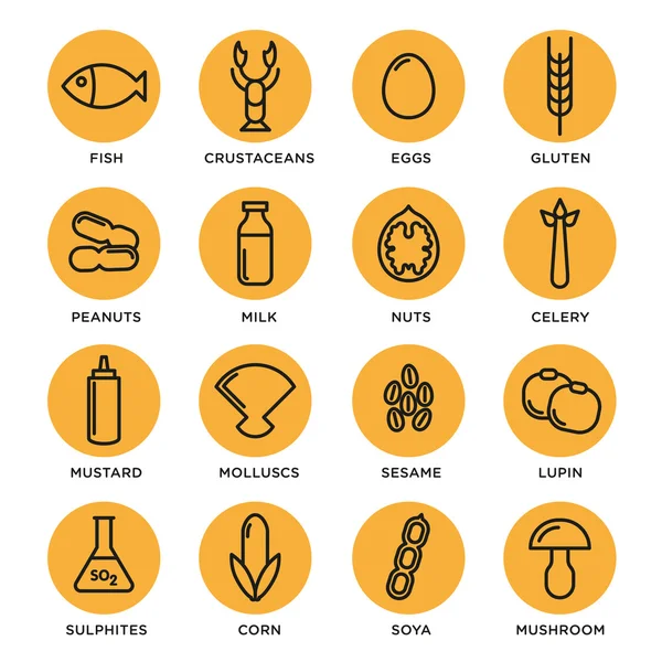 Allergen icons vector set collection — Stock Vector