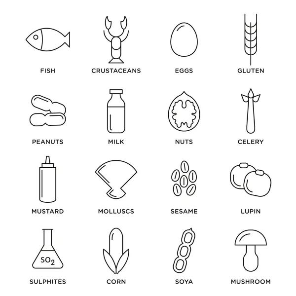 Conjunto de vetores de ícones de alérgenos — Vetor de Stock