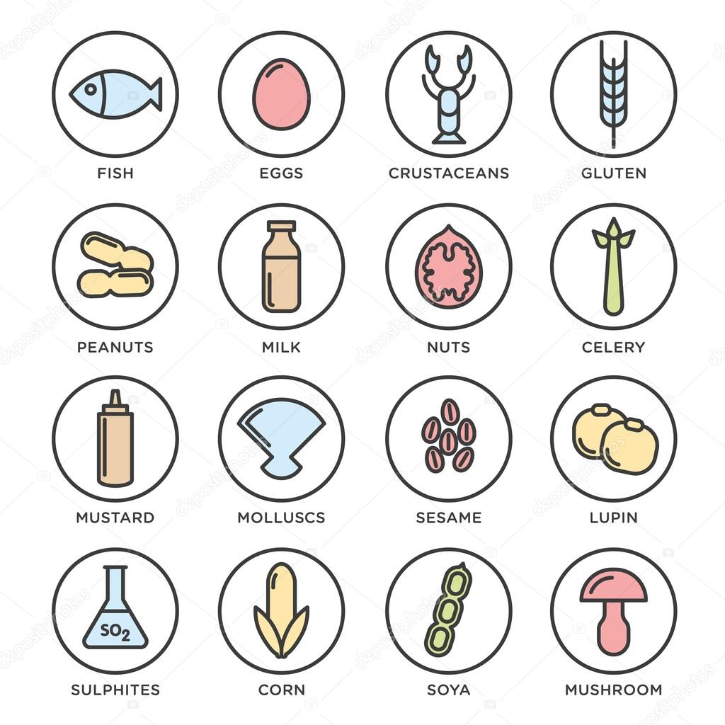 Allergen icons vector set collection