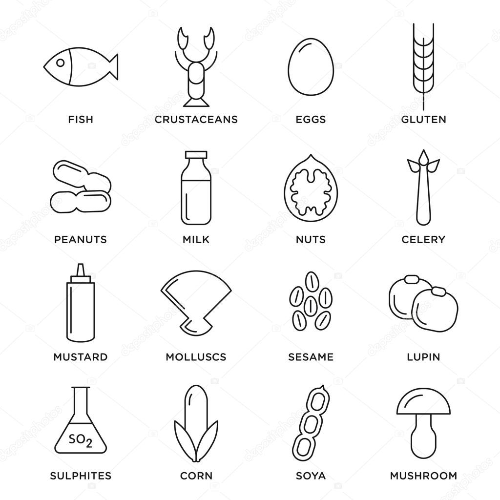 Allergen icons vector set collection