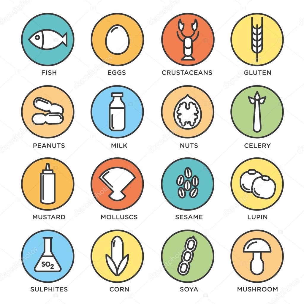Allergen icons vector set collection