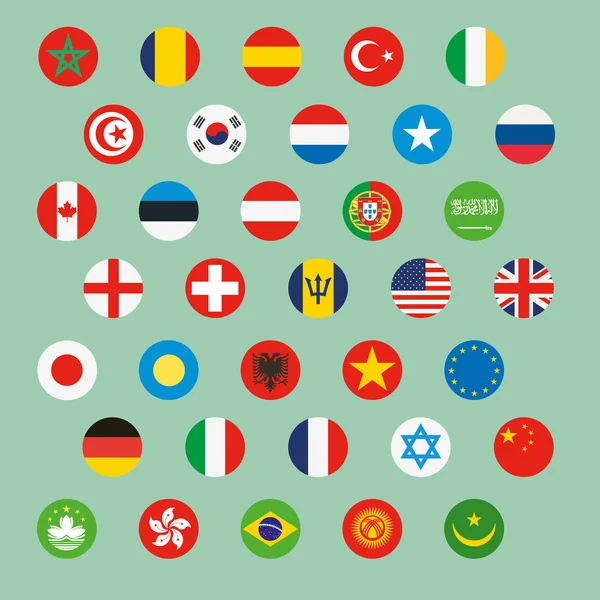 Bandeiras de mundo Conjunto de ícones vetoriais — Vetor de Stock