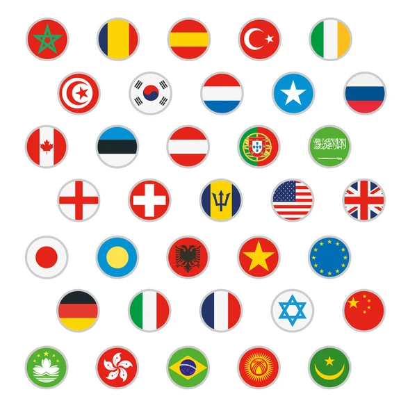 Banderas del mundo Conjunto de iconos vectoriales — Vector de stock