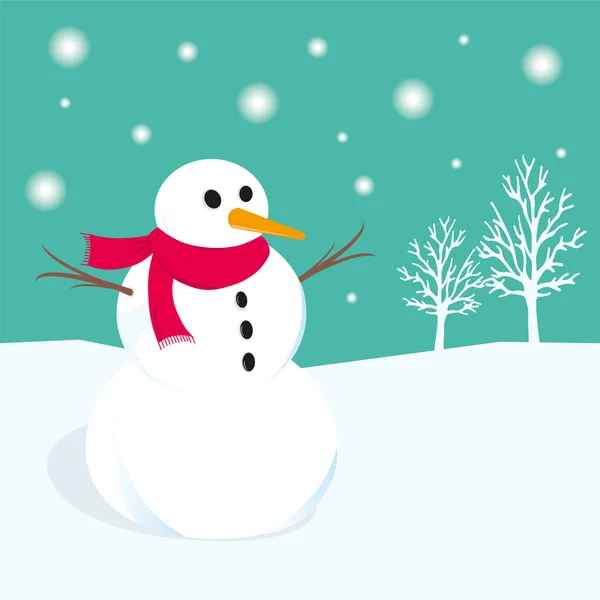 Boneco de neve no inverno vetor Ilustração de Natal —  Vetores de Stock