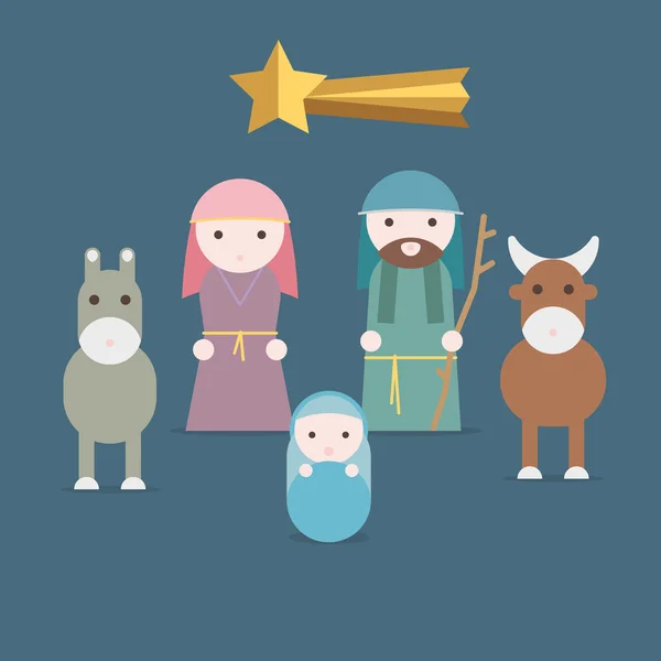 Nativity vector scene illustration — Stock Vector