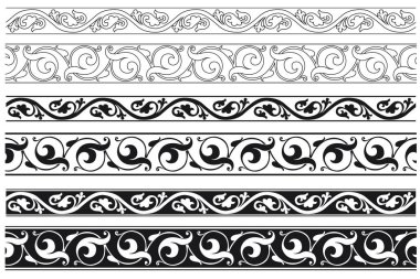 Süssüz süslemesiz dekoratif kenar seti - Vektör modüler