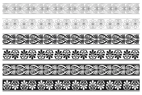 Sada Dekorativních Květinových Hladkých Ornamentálních Okrajů Vektorové Modulární — Stockový vektor