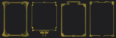 Stil Art Nouveau süsleme vektörü kümesine sahip çerçeveler.