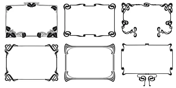 Frames Met Stijl Art Nouveau Ornament Vector Set — Stockvector