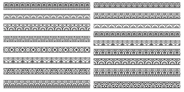 Sada Dekorativních Bezešvých Ornamentálních Okrajů Vektor — Stockový vektor