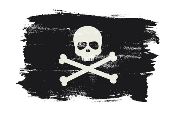 Pirat Flagga Grunge Brush Med Vit Bakgrund — Stock vektor