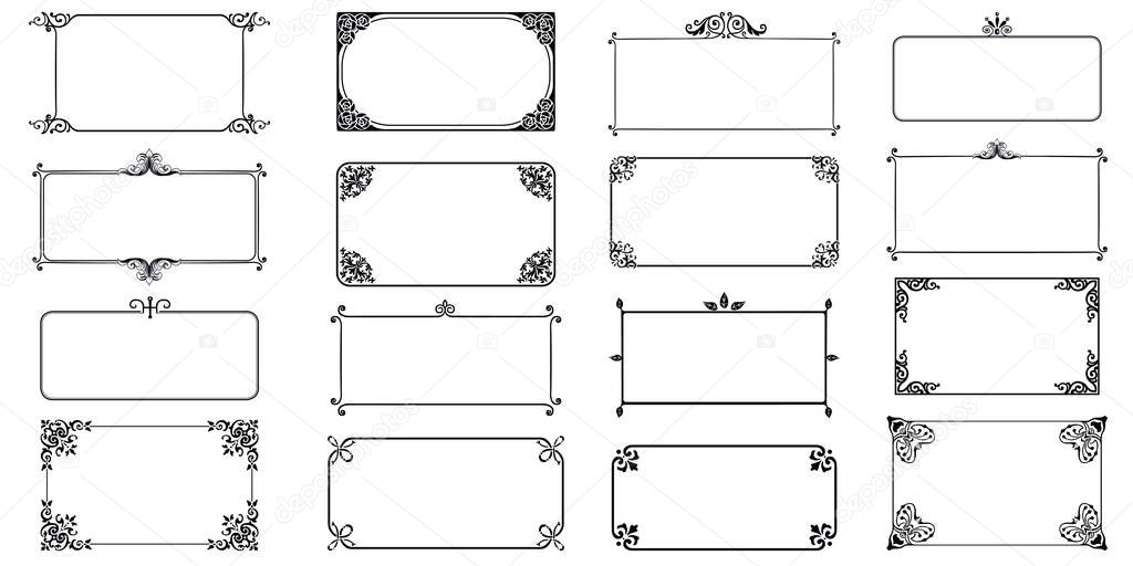 Decorative frames retro ornamental, vintage square ornaments and ornate border vector set