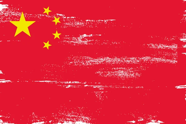 Bandera China Cepillo Grunge Con Whit — Vector de stock