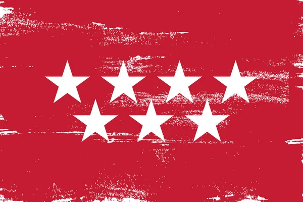Σημαία Μαδρίτης Grunge Βούρτσα Λευκό Φόντο Εικονογράφηση Διανύσματος — Διανυσματικό Αρχείο