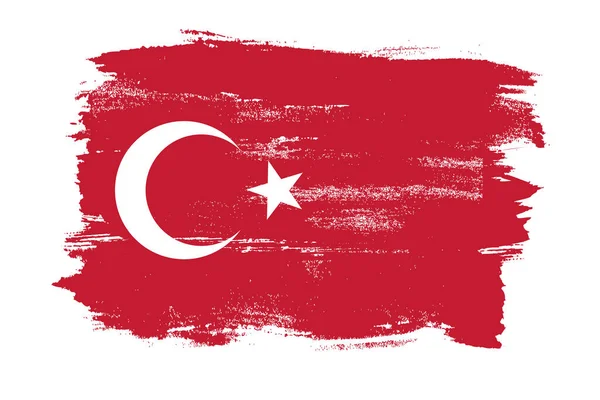 Tyrkiet Farverige Penselstrøg Malet Nationalt Flag Ikon Malet Tekstur – Stock-vektor