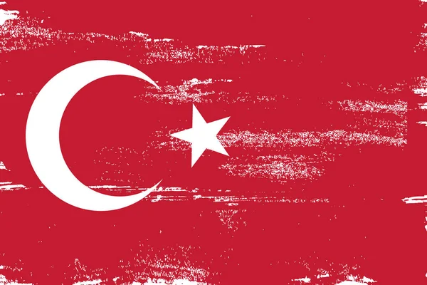 Turkije Kleurrijke Penseelstreken Geschilderd Nationale Vlag Pictogram Geschilderde Textuur — Stockvector