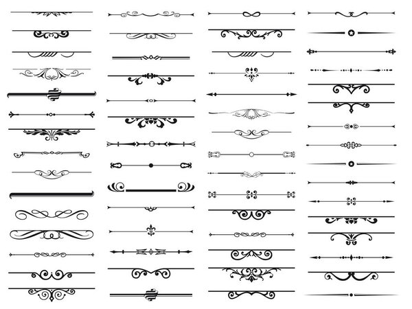 60 Set of decorative divider elements. Border florish collection. Vector.