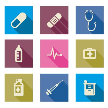 tıbbi simge kümesi-vektör çizim düz