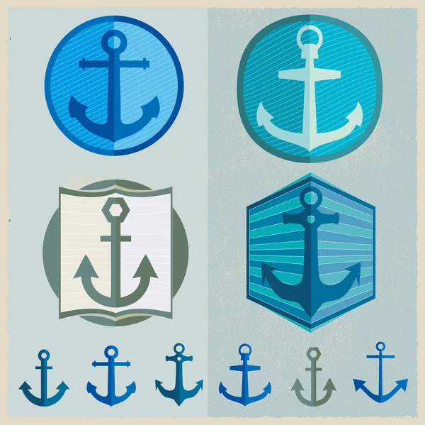 Vintage retro insignias náuticas y etiquetas — Vector de stock