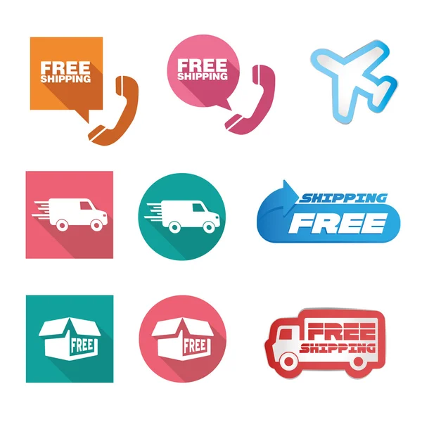 Free Shipping icons and buttons pack — Stock Vector