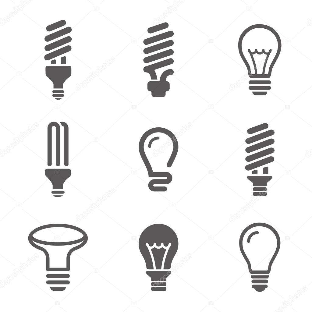 Light bulbs. Bulb icon set