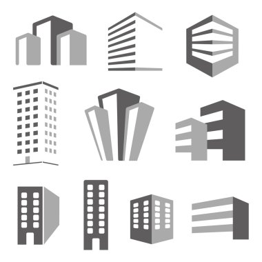 Building real state icons set clipart