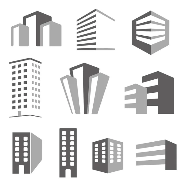 Construcción de iconos de bienes raíces conjunto — Vector de stock