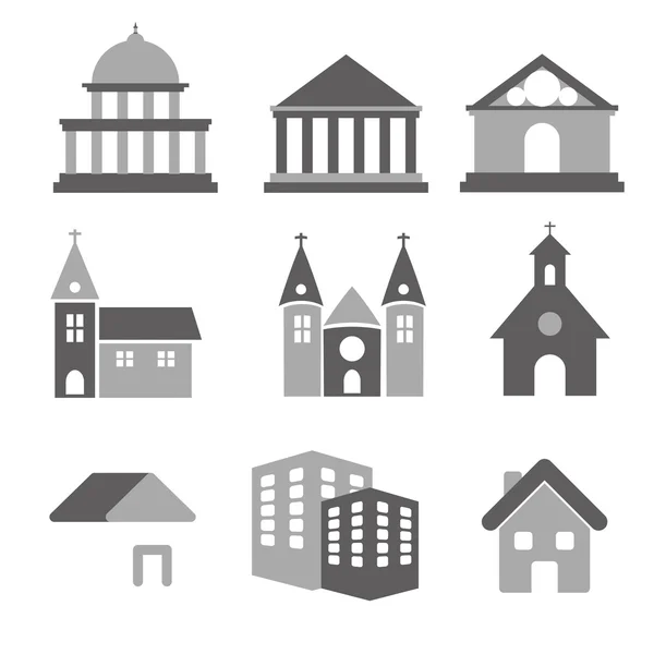Construcción de iconos de bienes raíces conjunto — Archivo Imágenes Vectoriales