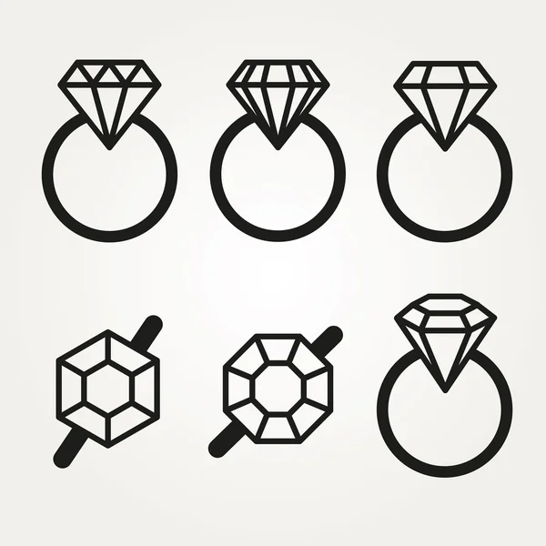 Conjunto de símbolo de icono de vector de diamante — Vector de stock