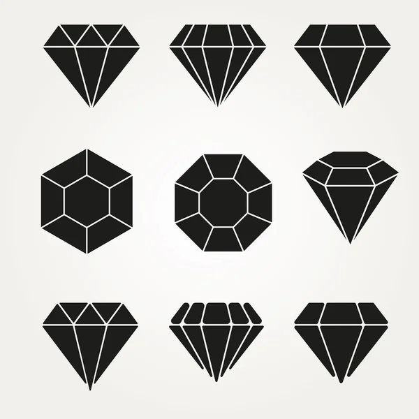 Diamond Vector Icon Symbol Set — Stock Vector