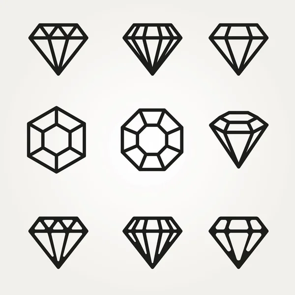 Conjunto de símbolo de icono de vector de diamante — Vector de stock