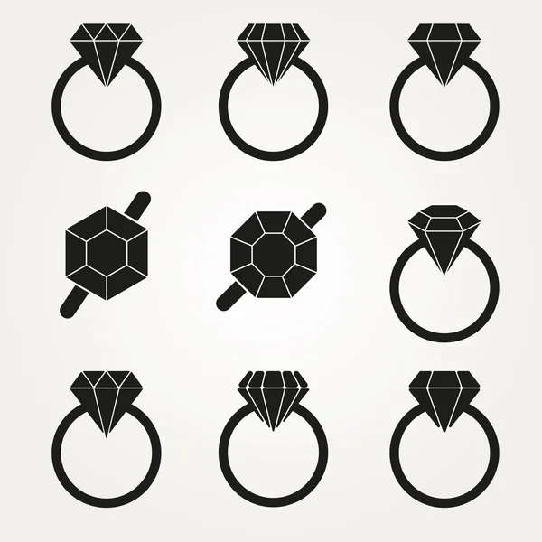 Conjunto de símbolo de icono de vector de diamante — Archivo Imágenes Vectoriales