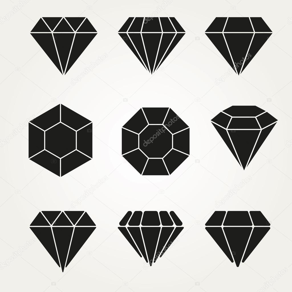 Diamond Vector Icon Symbol Set