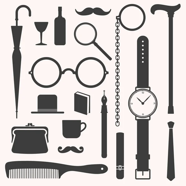 Gentlemens vintage stuff design elements set — Stock Vector