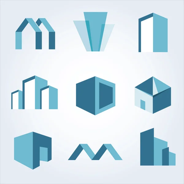 Iconos de silueta de edificios de ciudad vectorial — Vector de stock