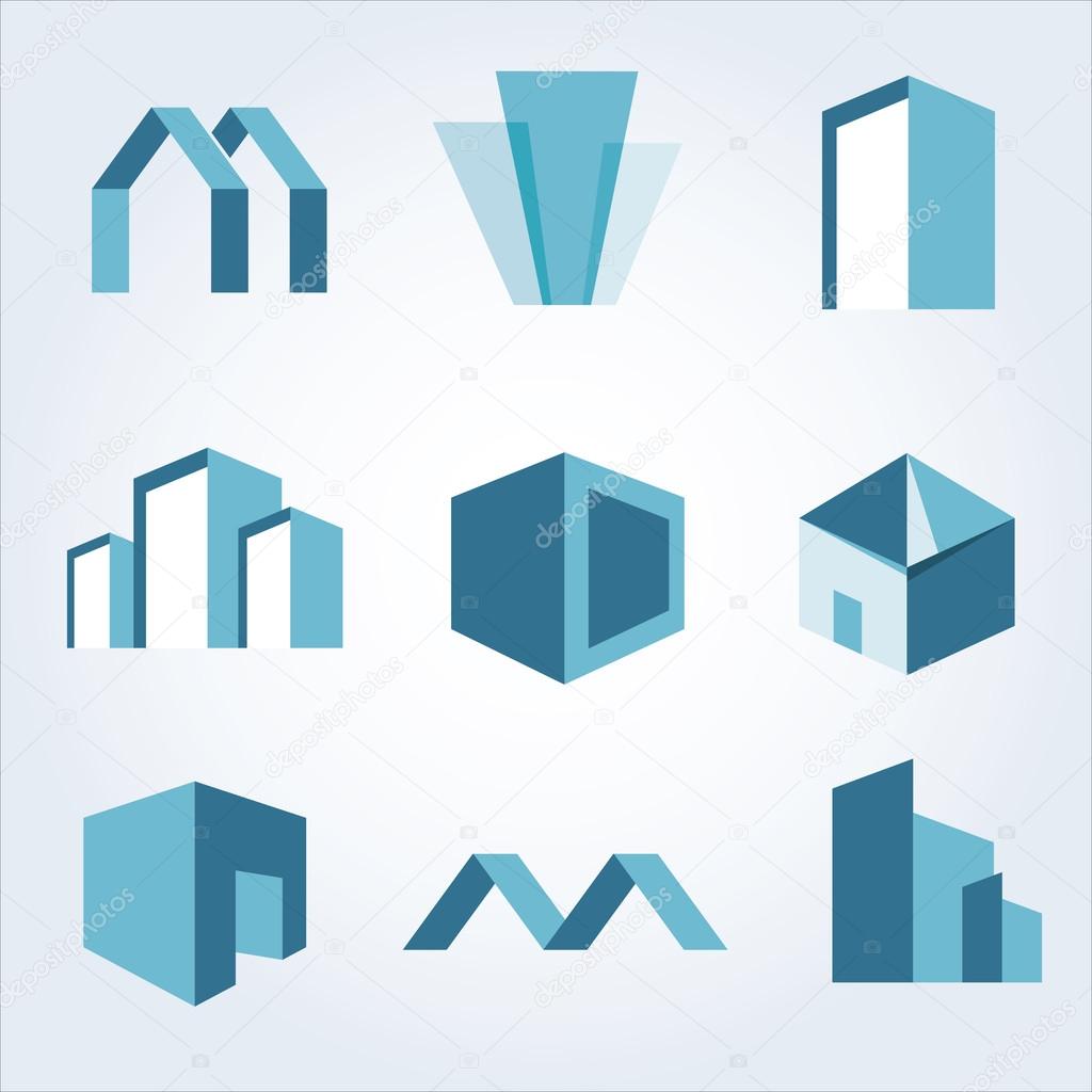 Vector city buildings silhouette icons