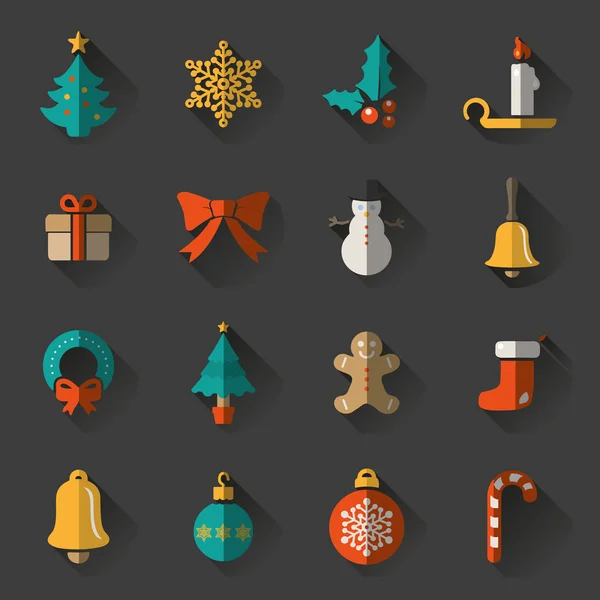 Colección de iconos de Navidad e Invierno - vector — Archivo Imágenes Vectoriales