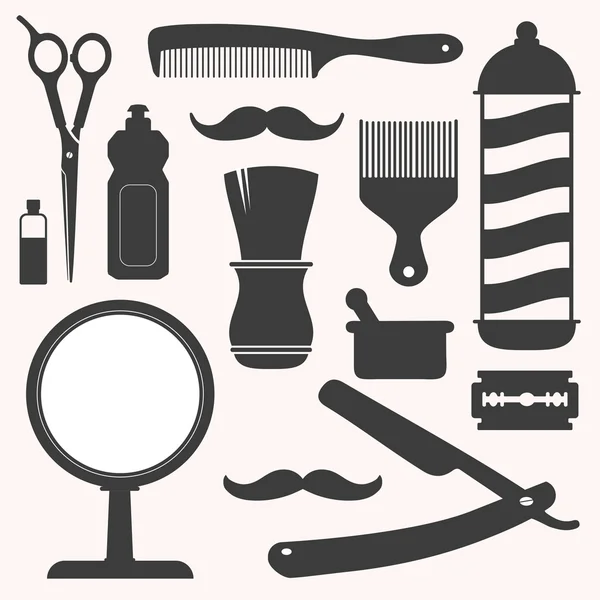 Fryzjer i salon fryzjerski związane zestaw ikon — Wektor stockowy