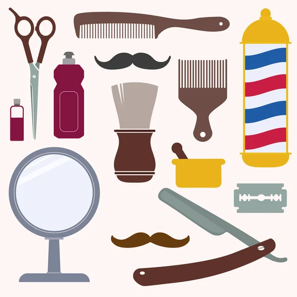 Friseur und Friseur verwandte Symbole gesetzt — Stockvektor